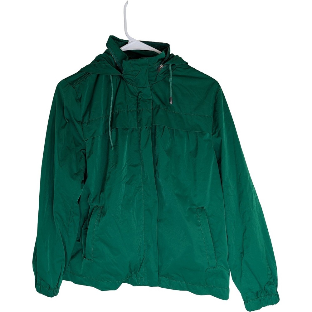 Liz Claiborne Windbreaker Womens Small Green Hooded Full Zip Mesh Lined Jacket - Picture 2 of 16